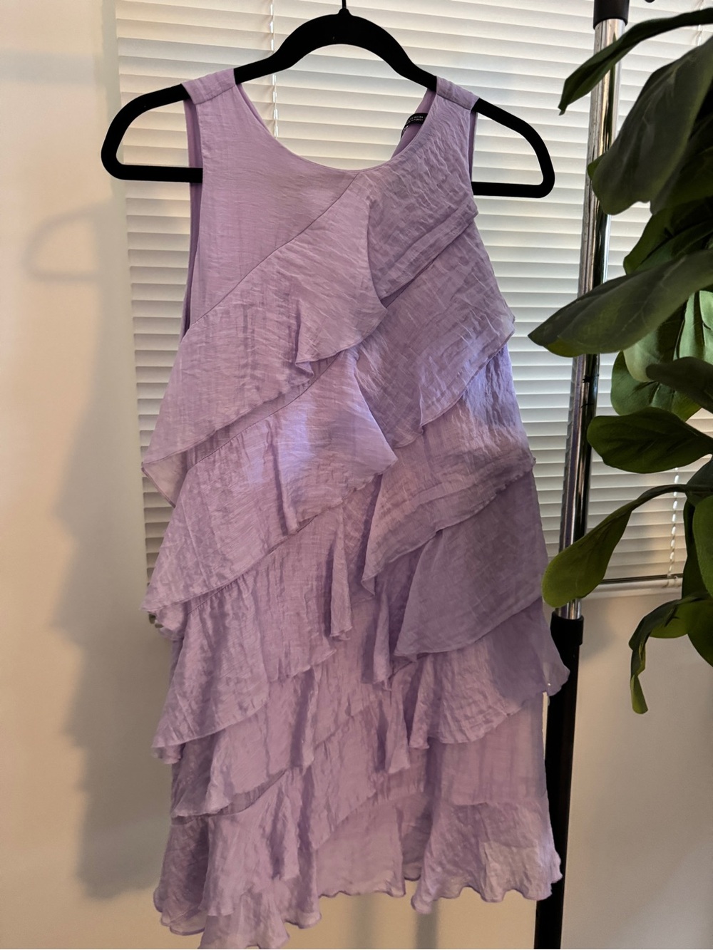Zara Lilac Ruffle Mini Dress XS - Picture 2 of 5